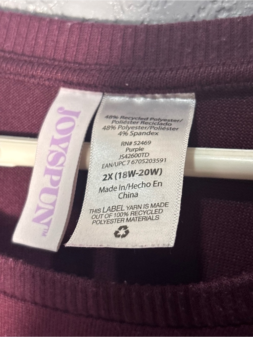 Women's Long Sleeve Relaxed Top - Plum - Picture 2 of 3